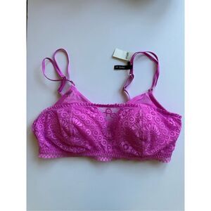 Size 34D Aerie Real Power Wireless Push up Joy Lace Bra Pink Tropics